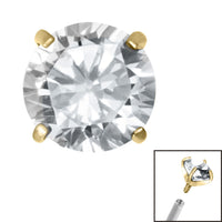 Gold Titanium Claw Set Round CZ Jewel for Internal Thread shafts in 1.2mm