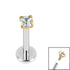 Titanium Internally Threaded Labrets 1.2mm - Gold Titanium Claw Set Round CZ Jewel