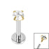 Titanium Internally Threaded Labrets 1.2mm - Gold Titanium Claw Set Round CZ Jewel