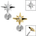 Titanium Internally Threaded Labrets 1.2mm - Titanium 8 Point Jewelled Star