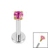 Titanium Internally Threaded Labrets 1.2mm - Gold Titanium Claw Set Round CZ Jewel