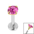 Titanium Internally Threaded Labrets 1.2mm - Gold Titanium Claw Set Round CZ Jewel