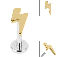 Titanium Internally Threaded Labrets 1.2mm - Titanium Lightning Bolt