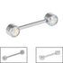 Titanium Internal Thread Double Jewelled Nipple Bar - Front Facing Jewelled Disks