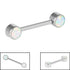 Titanium Internal Double Opal Nipple Bar - Front Facing Synth Opal Disks