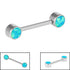 Titanium Internal Double Opal Nipple Bar - Front Facing Synth Opal Disks