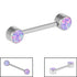 Titanium Internal Double Opal Nipple Bar - Front Facing Synth Opal Disks