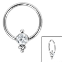 Titanium BCR with Titanium Clip In Bezel Set Single Jewelled Asia