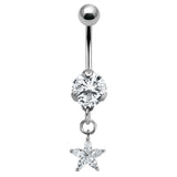 Belly Bar - Claw Set CZ Jewelled with Claw Set Jewelled Star Charm