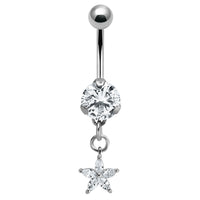 Belly Bar - Claw Set CZ Jewelled with Claw Set Jewelled Star Charm
