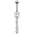 Belly Bar - Claw Set CZ Jewelled with Claw Set Triple Jewelled Charm