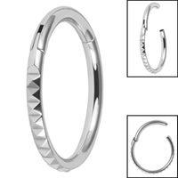 Titanium Pyramid Edge Hinged Clicker Ring