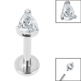 Titanium Internally Threaded Labrets 1.2mm - Steel Claw Set Jewelled Pear Cut