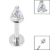 Titanium Internally Threaded Labrets 1.2mm - Steel Claw Set Jewelled Pear Cut