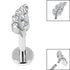 Titanium Internally Threaded Labrets 1.2mm - Steel Claw Set Jewelled Leaf