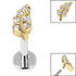 Titanium Internally Threaded Labrets 1.2mm - Steel Claw Set Jewelled Leaf
