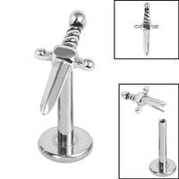 Titanium Threadless Labrets - Steel (Bend/Push fit) Mini Dagger