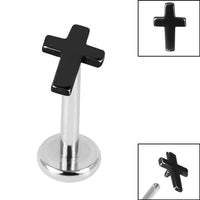 Titanium Internally Threaded Labrets 1.2mm - Steel Mini Cross