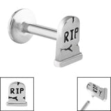 Titanium Internally Threaded Labrets 1.2mm - Steel RIP Headstone