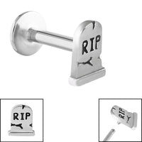 Titanium Internally Threaded Labrets 1.2mm - Steel RIP Headstone
