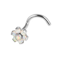 Titanium Claw Set Synth Opal Flower Nose Stud