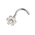 Titanium Claw Set Synth Opal Flower Nose Stud