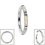 Titanium Hinged Synth Opal Baguette Edge Clicker Ring