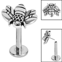 Titanium Threadless Labrets - Steel (Bend/Push fit) Honey Bee