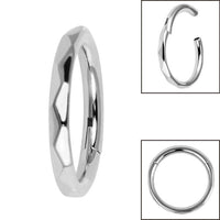 Titanium Diamond Faceted Pattern Edge Clicker Ring