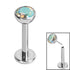Titanium Threadless Labrets - Titanium (Bend/Push fit) Bezel Set Jewelled Balls 0.8mm Gauge