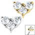 Titanium Claw Set CZ Trio Jewelled Heart for Internal Thread shafts in 1.2mm