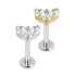 Titanium Internally Threaded Labrets 1.2mm - Claw Set CZ Trio Jewelled Heart