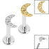 Titanium Internally Threaded Labrets 1.2mm - Titanium Hammered Crescent Moon