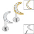 Titanium Internally Threaded Labrets 1.2mm - Titanium Jewelled Crescent moon