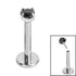 Titanium Threadless Labrets - Titanium (Bend-fit) Claw Set CZ Jewels 0.8mm Gauge - 5-8mm length