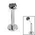 Titanium Threadless Labrets - Titanium (Bend-fit) Claw Set CZ Jewels 0.8mm Gauge - 5-8mm length