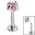 Titanium Threadless Labrets - Titanium (Bend-fit) Claw Set CZ Jewels 0.8mm Gauge - 5-8mm length