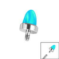 Titanium Bezel Set Synth Opal Cone for Internal Thread shafts in 1.2mm