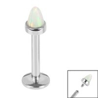 Titanium Internally Threaded Labrets 1.2mm - Titanium Bezel Set Synth Opal Cone