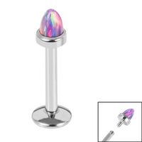 Titanium Internally Threaded Labrets 1.2mm - Titanium Bezel Set Synth Opal Cone