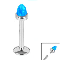 Titanium Internally Threaded Labrets 1.2mm - Titanium Bezel Set Synth Opal Cone