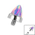 Titanium Bezel Set Synth Opal Cone for Internal Thread shafts in 1.6mm. Also fits Dermal Anchor