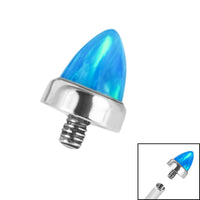 Titanium Bezel Set Synth Opal Cone for Internal Thread shafts in 1.6mm. Also fits Dermal Anchor