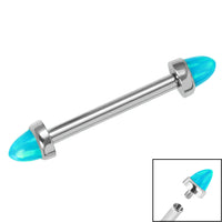 Titanium Internally Threaded Barbell 1.6mm - Titanium Bezel Set Synth Opal Cones