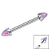 Titanium Internally Threaded Barbell 1.6mm - Titanium Bezel Set Synth Opal Cones