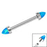 Titanium Internally Threaded Barbell 1.6mm - Titanium Bezel Set Synth Opal Cones