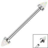 Titanium Internally Threaded Industrial Scaffold Bars 1.6mm - Titanium Bezel Set Synth Opal Cones