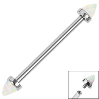 Titanium Internally Threaded Industrial Scaffold Bars 1.6mm - Titanium Bezel Set Synth Opal Cones