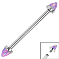 Titanium Internally Threaded Industrial Scaffold Bars 1.6mm - Titanium Bezel Set Synth Opal Cones