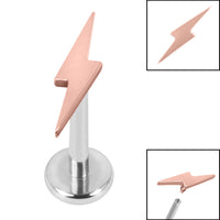Titanium Internally Threaded Labrets 1.2mm - Steel Lightning Bolt